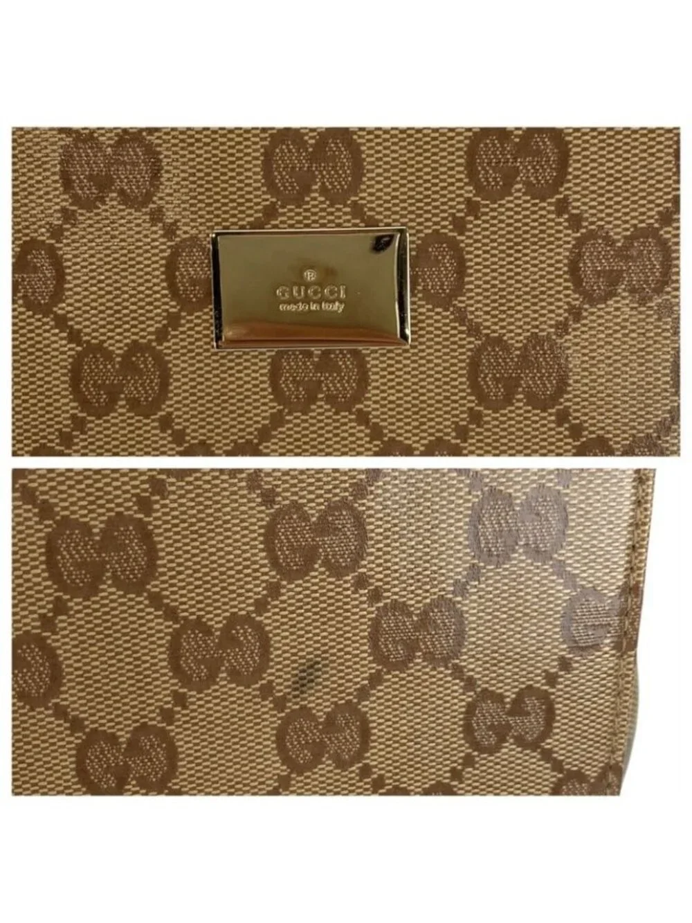 Gucci GG Crystal Beige Dark Brown Business Bag
